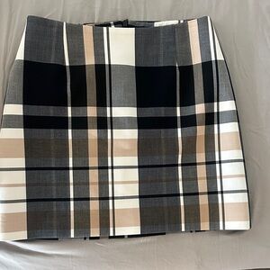 Karen Millen Plaid Mini Skirt in Black, Gray, and Tan